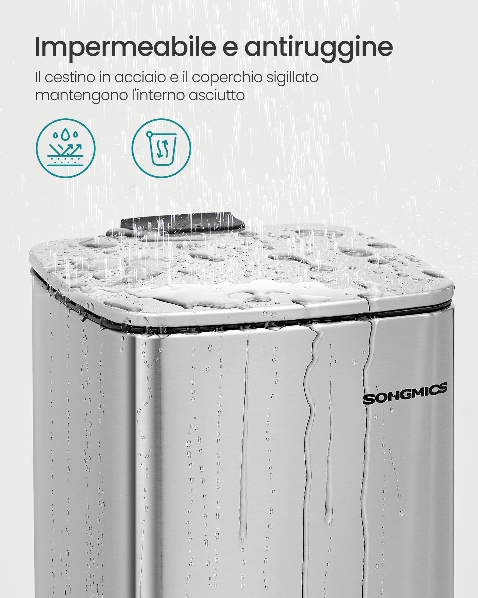 Pattumiera – Contenitore per rifiuti fine per bagno, pattumiera per carta igienica con coperchio, cestino per rifiuti poco ingombrante sotto il lavandino, cestino compatto per gli spazi