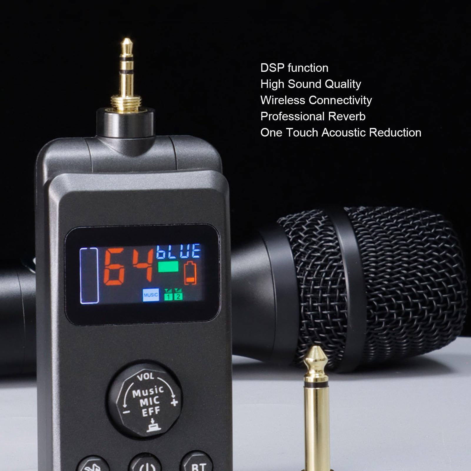 Cryfokt Duales Kabelloses Mikrofon, Professionelles UHF-Handheld-Dynamik-Mikrofonsystem-Set mit Wiederaufladbarem Empfänger, Kabelloses Mikrofon für Karaoke, Hochzeit,