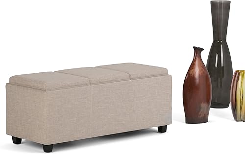 Miniatura 412 de Otomana rectangular de almacenamiento de cuero sintético Simpli Home Avalon., Cuero, Marrón Azul,Marrón Chocolate,Cloud gris,Gris oscuro,Azul