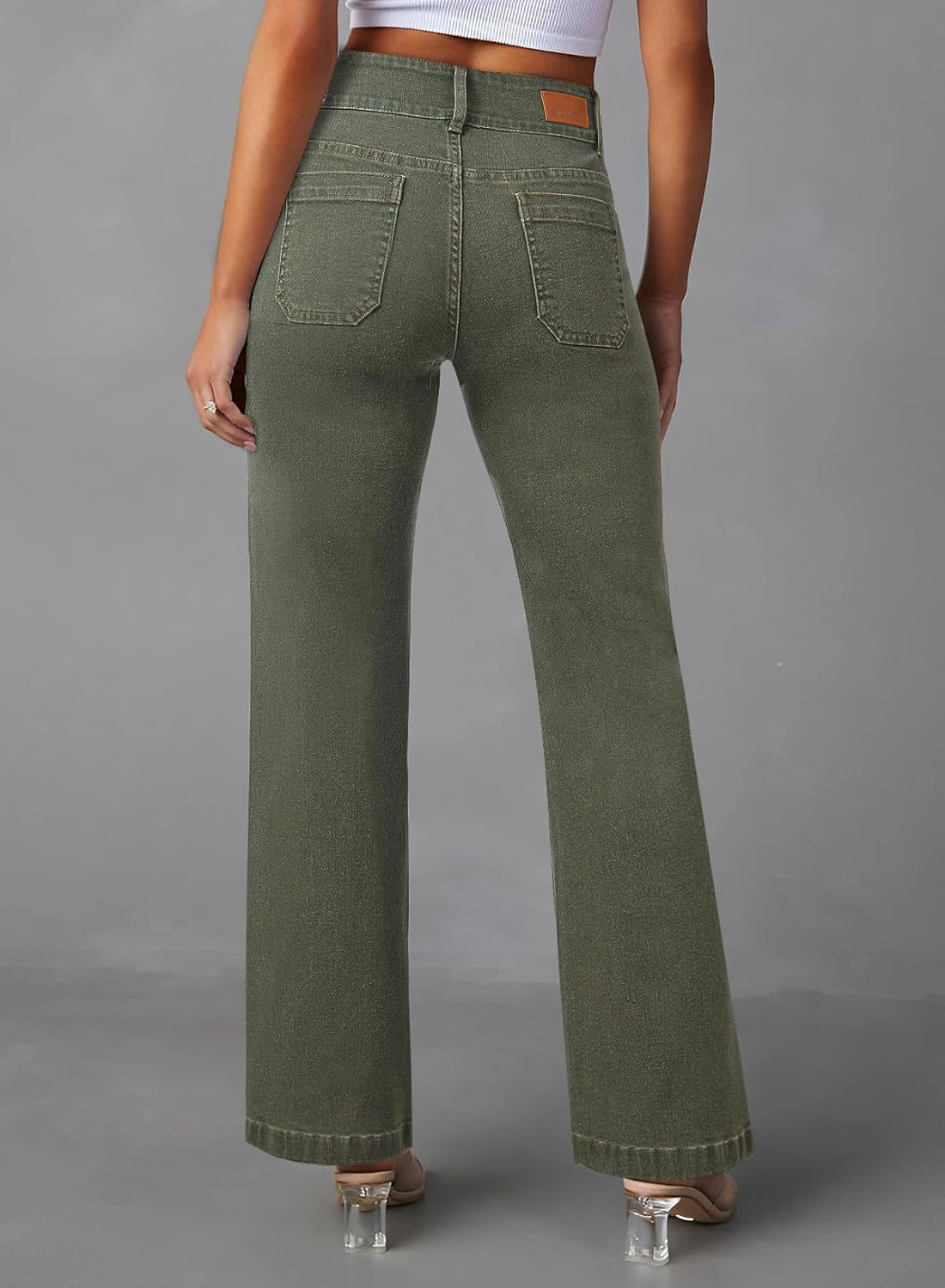 Sidefeel Women's Wide Leg Jeans High Waisted Tummy Control Stretchy Pockets Front Straight Leg Jeans - Image 2