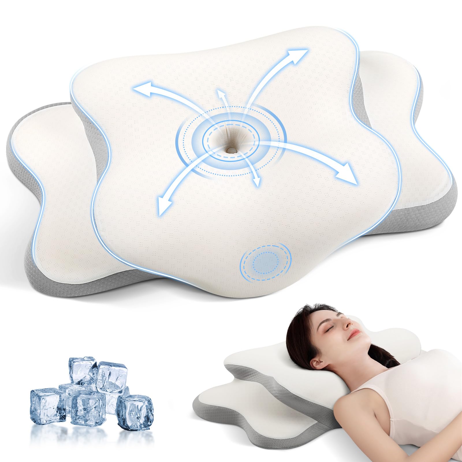 JINXIA Cervical Memory Foam Pillow, Ergonomic Pillow for Neck and Shoulder Pain Relief, Or...