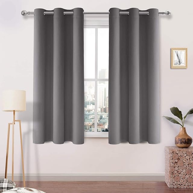 DWCN Blackout Curtains for Bedroom - Thermal Insulated Light Blocking Eyelet Window Curtains for Living Room 46 x 54 inch LengthGrey2 Panels
