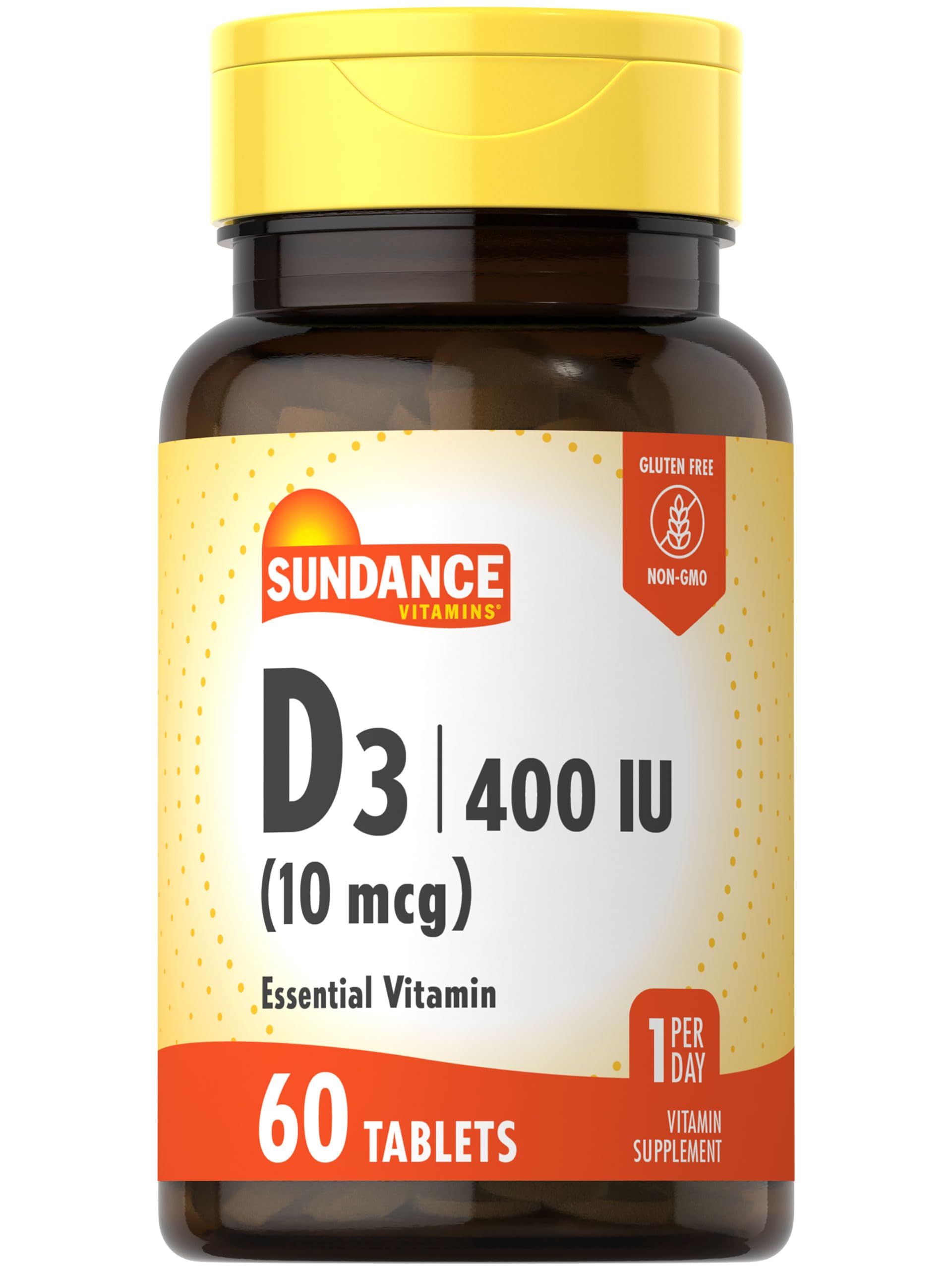 Sundance Vitamin D3 400 IU 10 mcg 60 Vegetarian Tablets Essential Vitamin Supplement Vegetarian Non-GMO and Gluten Free