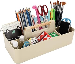 SUMTREE Panier de Rangement portatif Panier avec poignée 5 Compartiments Organisateur pour Table,Salle de Bain (Rectangle,Kaki)