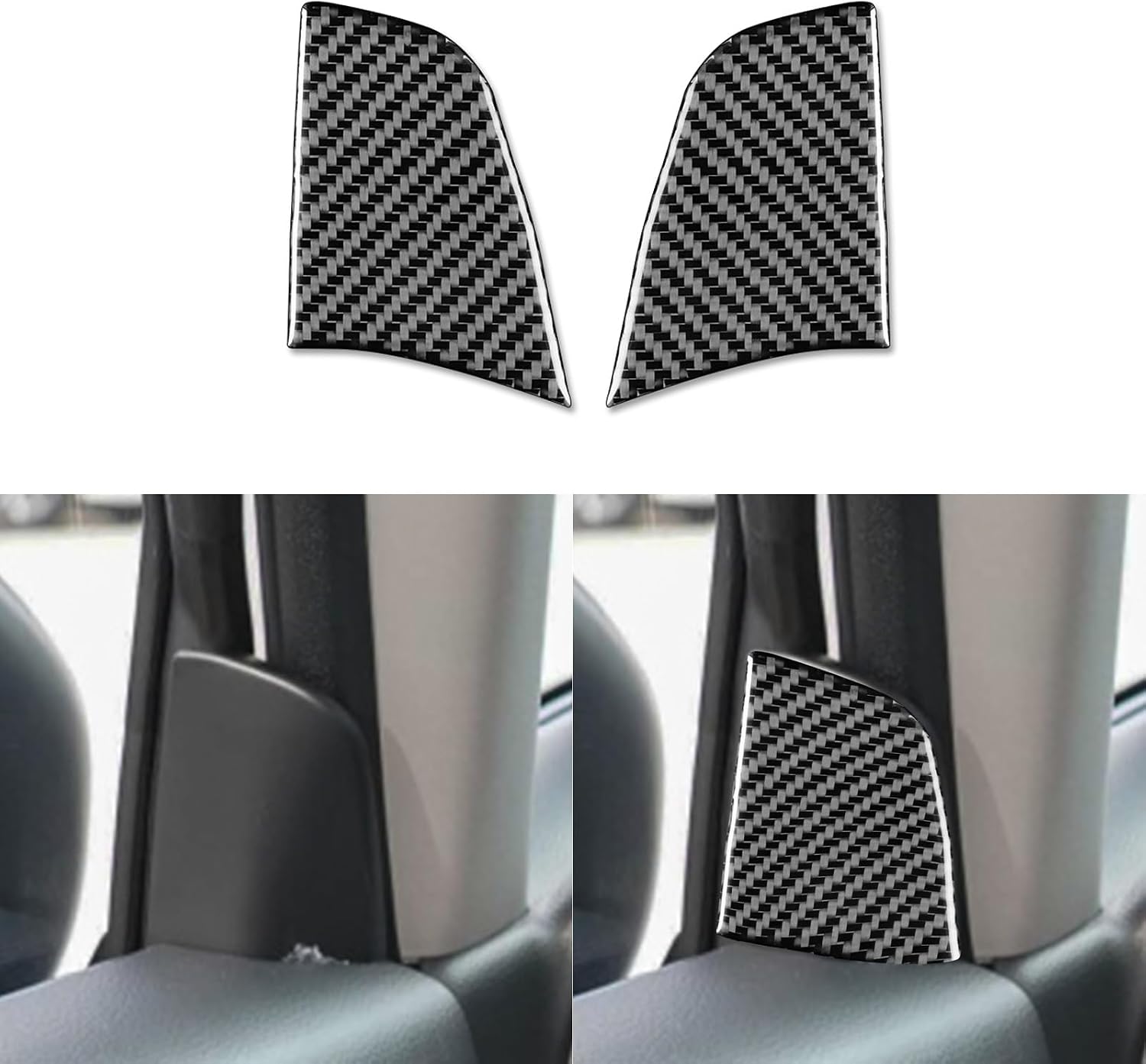 Real Carbon Fiber Car Inner A-Pillar Panel Cover Anti-Collision Trim Soft Sticker Auto Premium Interior Accessories Compatible with Honda Fit/Jazz 2020 2021 2022 Black