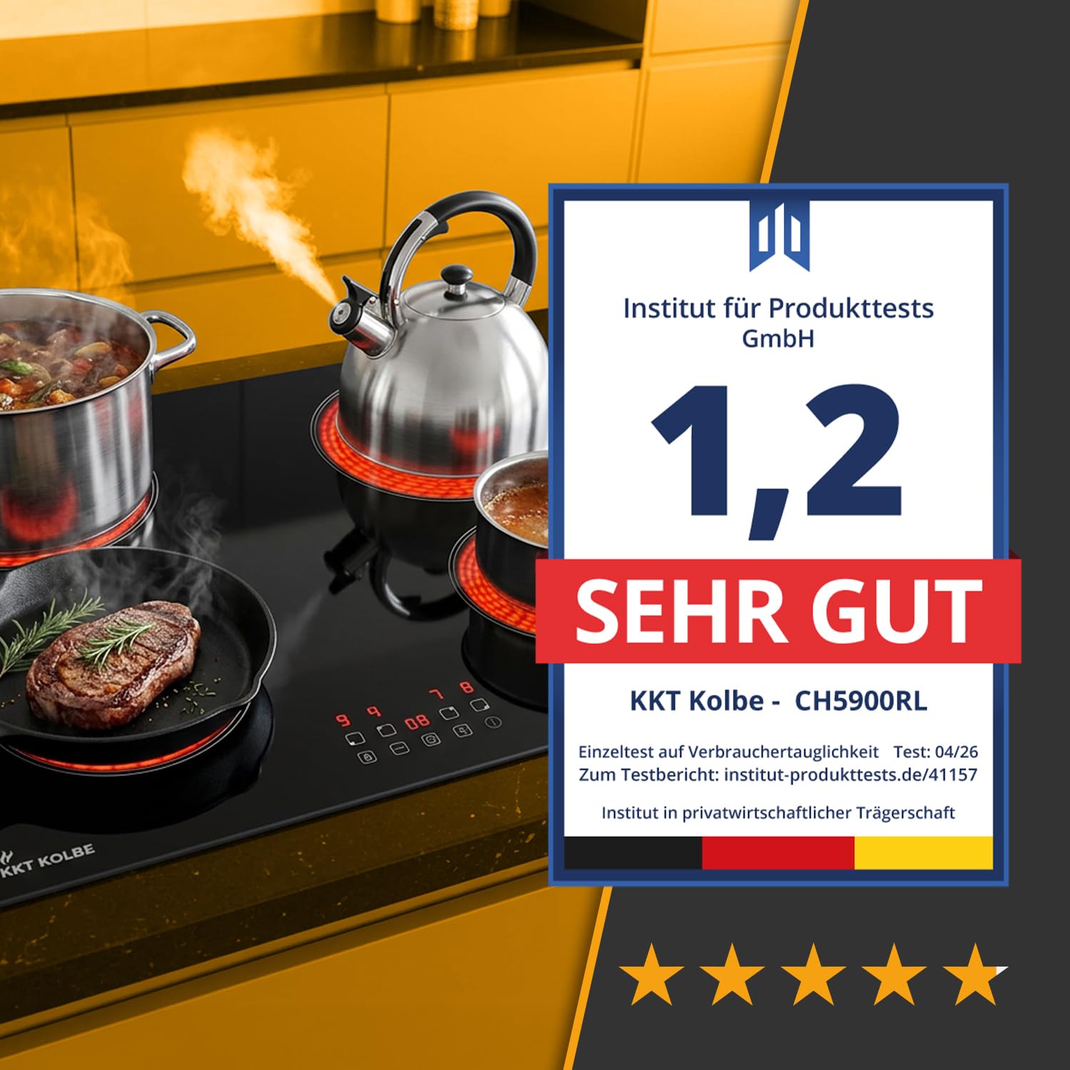 KKT KOLBE Autarkes Herdset 60cm Einbaubackofen BO7005FB 59cm Kochfeld CH5900RL Grill Heißluft AirFry Pizzafunktion