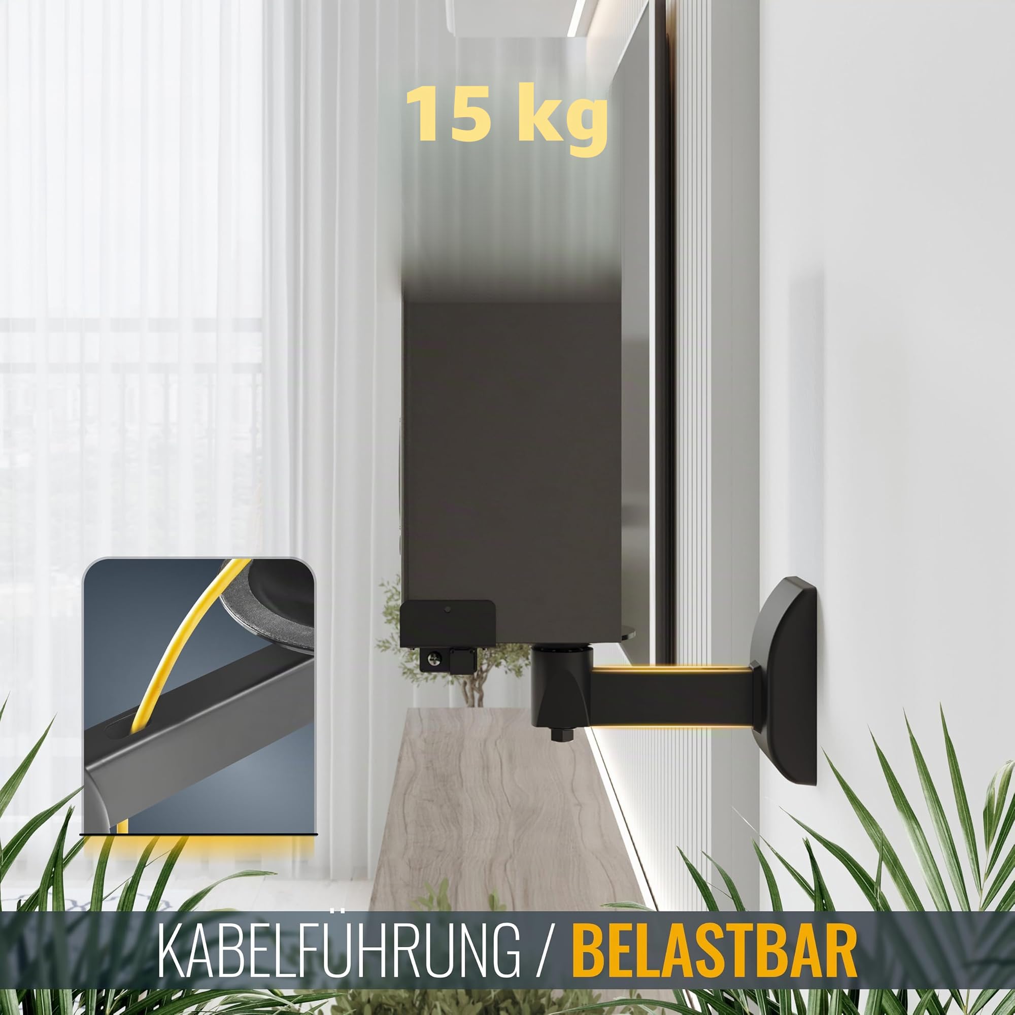 RICOO Soporte Altavoz para Pared (2 Piezas) Giratorio Inclinable Brazo para bafles Wall-Mount Universal LH051-B Negro