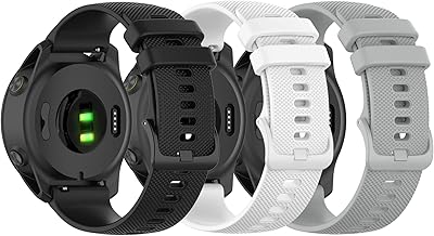 Chofit Band Compatible with Garmin Forerunner 745, Soft Silicone Watch Band Replacement Strap for Garmin Forerunner 745 Smart Watch (black&white&gray)