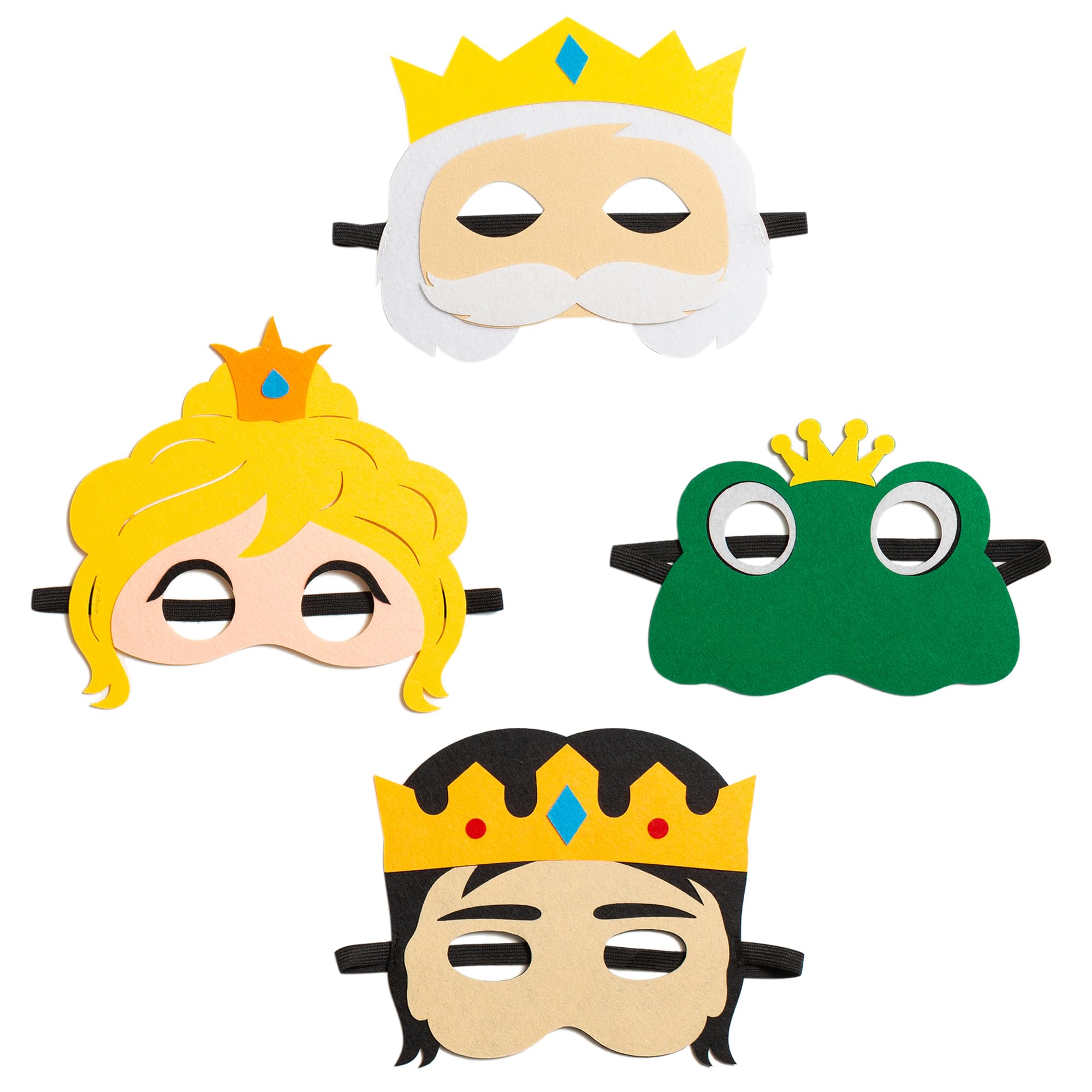 INF-STAR Princess and the Frog Felt Mask Set (4 Pcs) - Fairy Tale Role Play Masks for Kids | Frog Prince & Princess Storytelling, Creative Learning, Party Favors & Costumes for Toddlers
