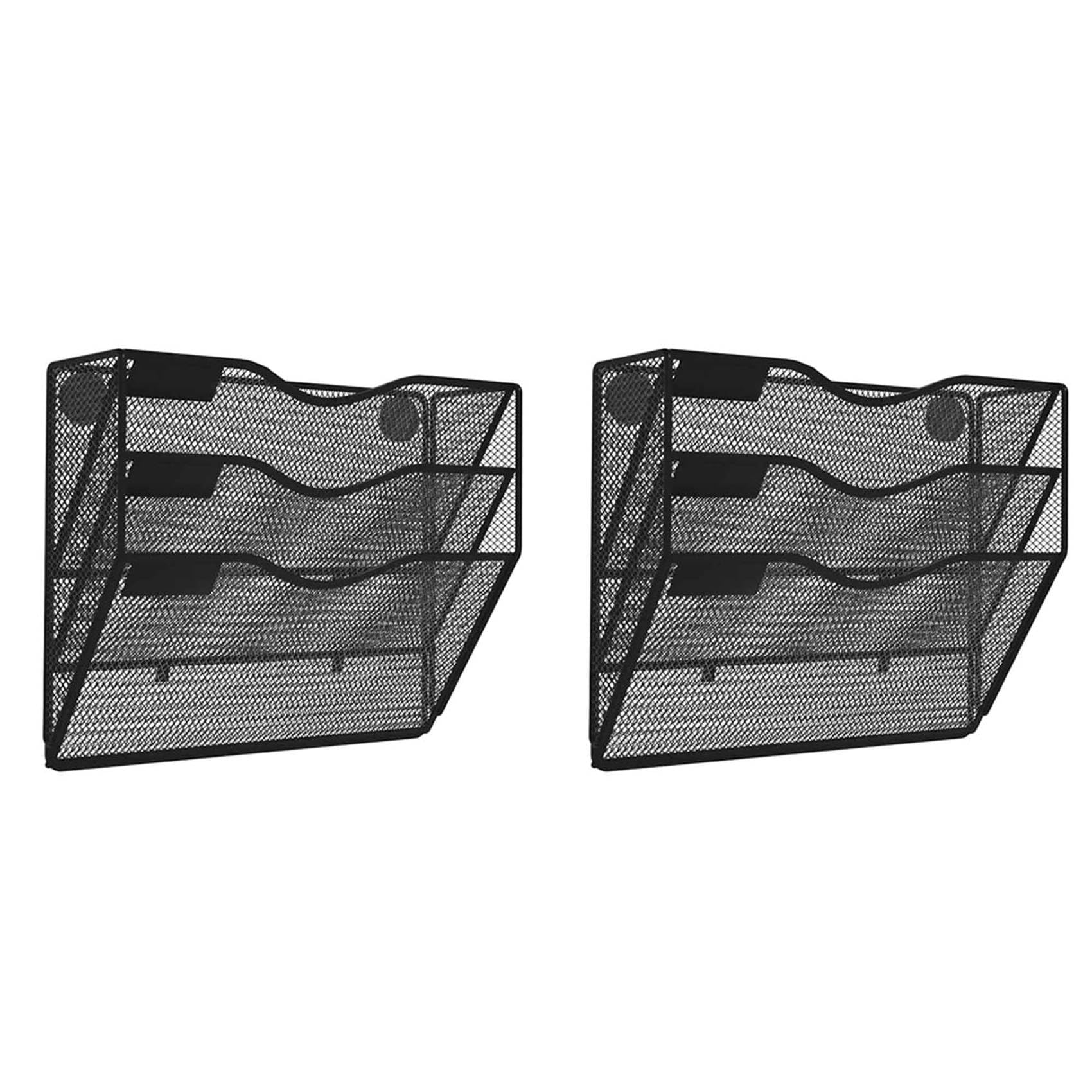 Jnchdghwa 2X 3 Tier Magnetic File Holder No Drilling No Mounting Magazine Organizer Cabinets Mail Folder for Refrigerator