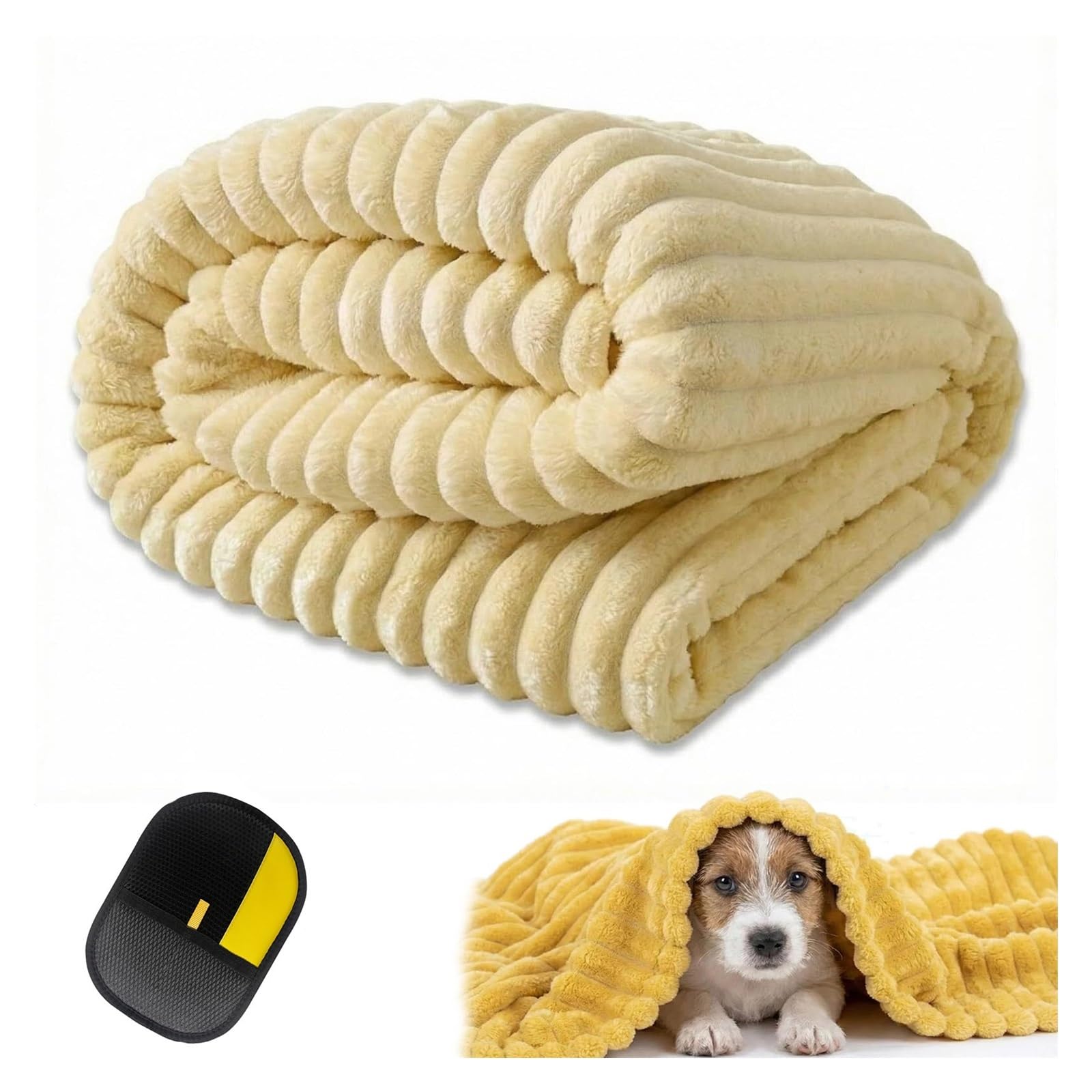 Coperta di supporto emotivo gialla, coperta di sicurezza morbida calmante for l'umore del cane, materiale in morbido pile di coniglio, progettata for animali domestici(Cream,59.05 * 78.74in)