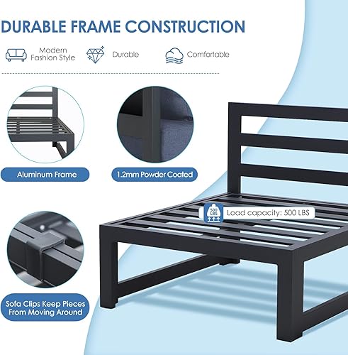 Miniatura 414 de NICESOUL 7 Piece White Powder-Coated Aluminum Patio Furniture with Fire Pit Table, 29 Inch Extra Wide Outdoor Sectional Sofa for 6, High-End Heavy