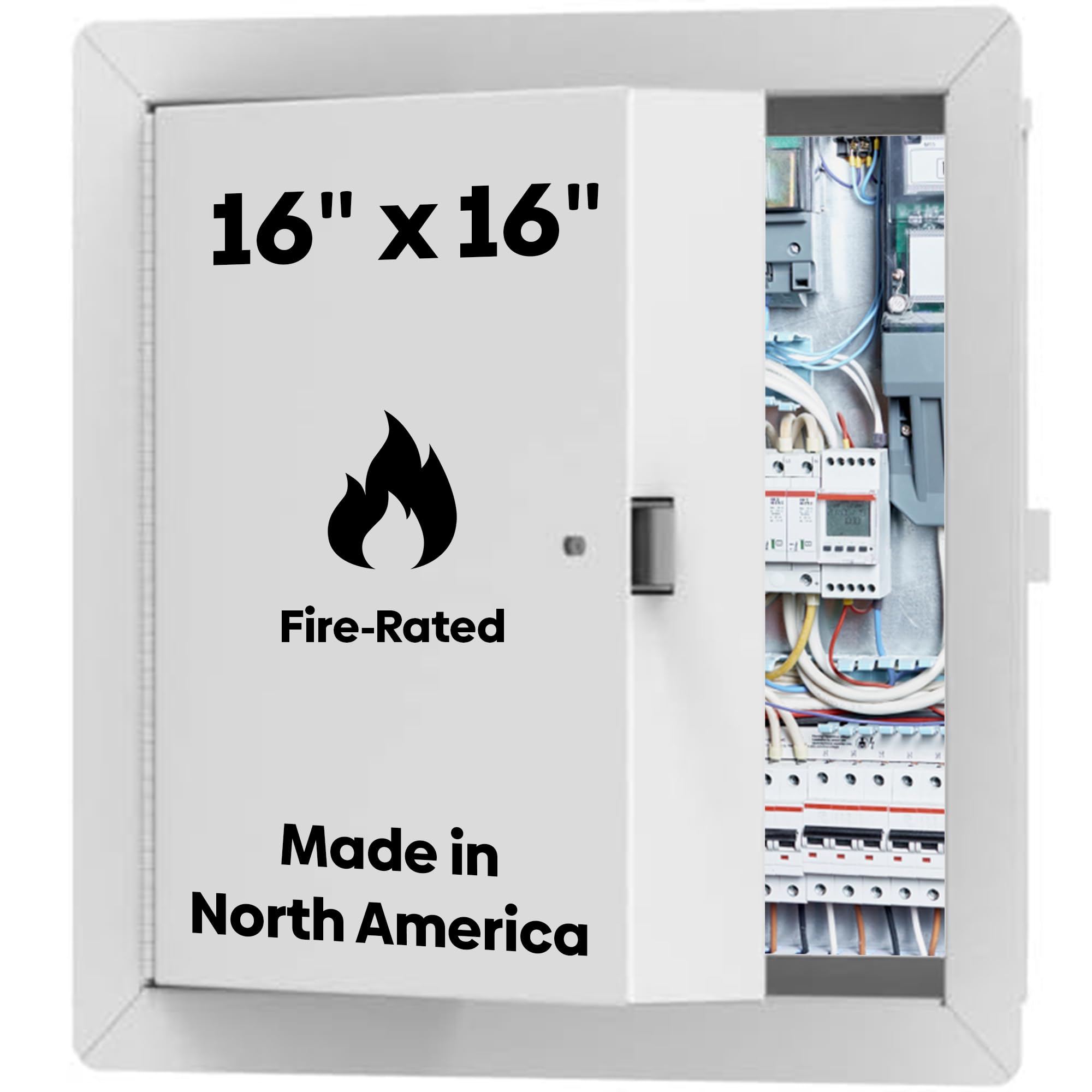 Best 16" x 16" Insulated Fire Rated Metal Access Door with Flange, LEED Compliant 20-Gauge Galvanneal Steel Wall Access Panel, 2" Mineral Wool