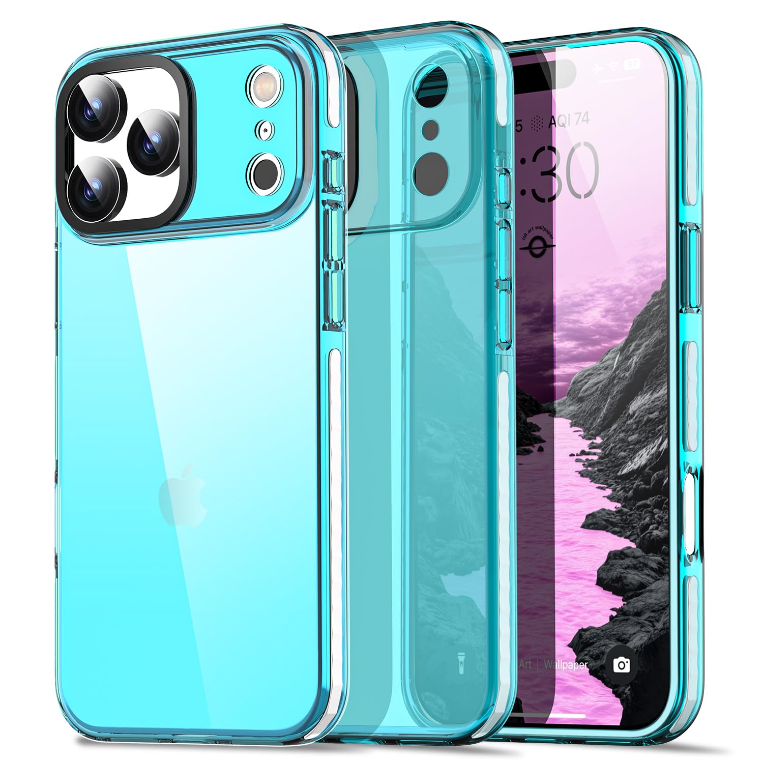 水色 iPhoneケース iPhone17ProMax Amazon.com: AICase Neon Light Blue Clear Phone Case Compatible