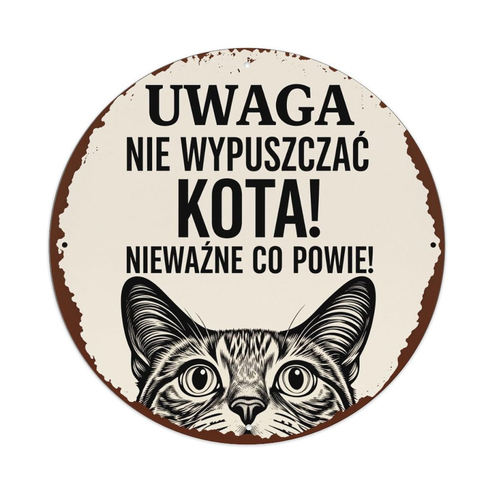 Cat Warning Sign Art Print Metal Tin Sign Vintage Garden Bedroom Cafe Bar Man Cave Home Wall Decor Metal Poster 8x8 inches