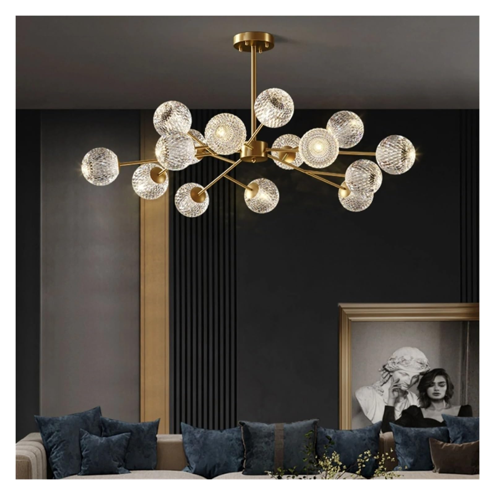 Olskfuh Onecolor All Copper Modern - Style Led Chandelier Compatible With Living Room Bedroom Dining Room Kitchen Black Gold Lamp Pendant Light Fixtures,Chandelier Lamps,-15Heads