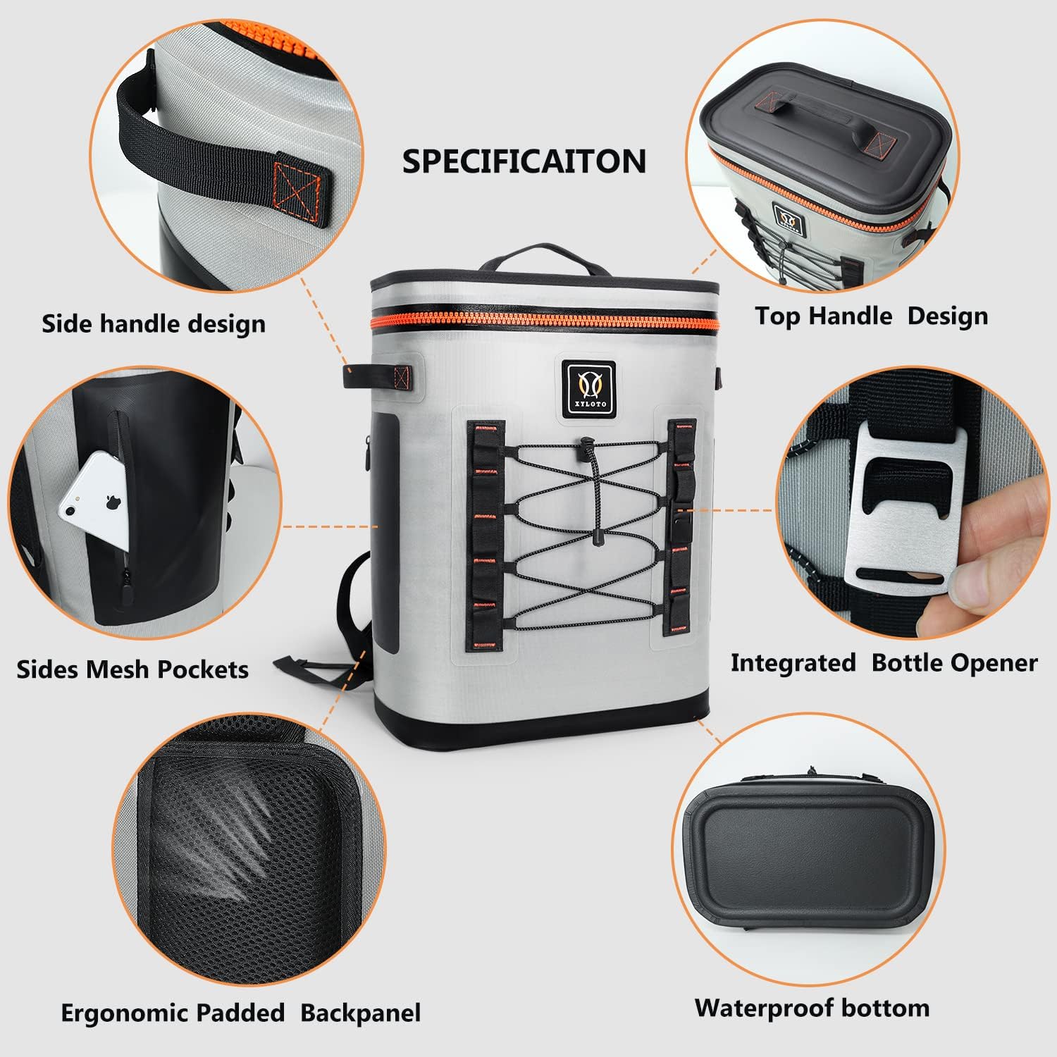 Backpack Cooler, XYLOTO Lightweight Insulated Cooler Bag, Waterproof