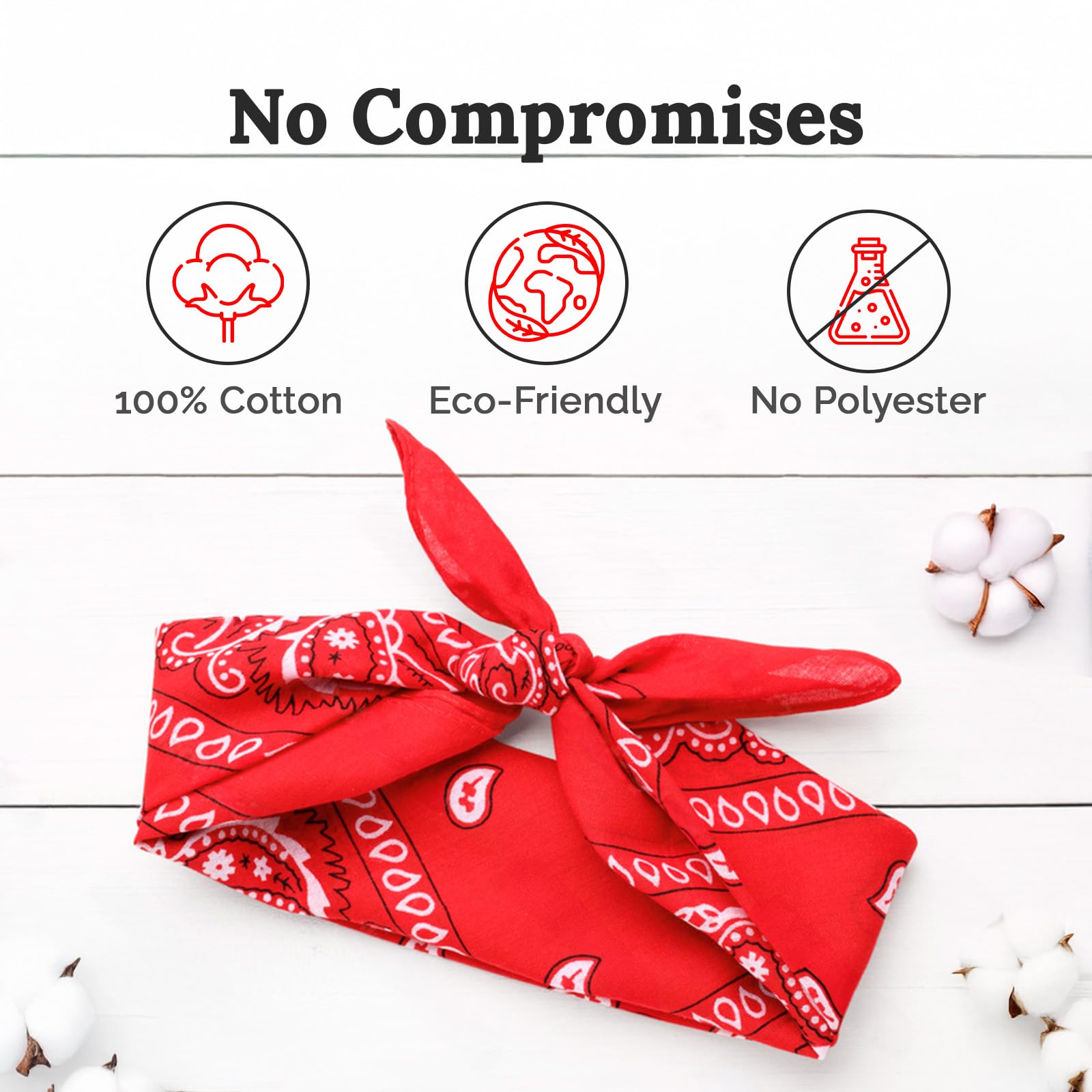ZENO Szalik bandana ze 100% bawełny i włókien naturalnych - miękki, trwały, można prać w pralce - unisex dla mężczyzn i kobiet