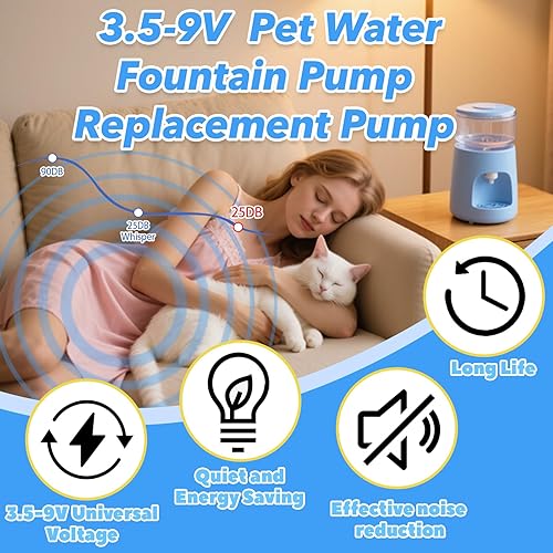 Miniatura 2 de Reemplazo de la bomba de fuente de agua, mini bomba sumergible blanca de 3.5-9 V, USB-5800 para fuentes de mascotas, peceras, manualidades y