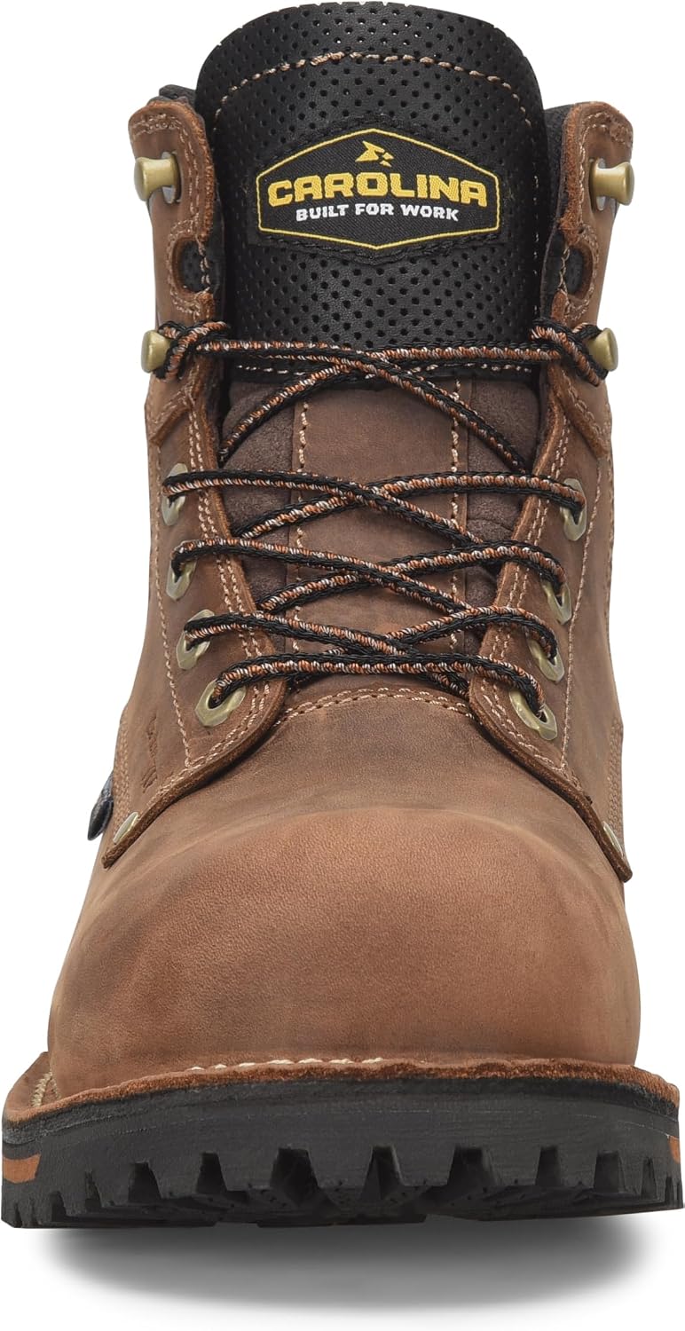 Carolina Men's 6" Pitstop Waterproof Safety Toe Work Boot - Durable Leather, Slip-Resistant Outsole