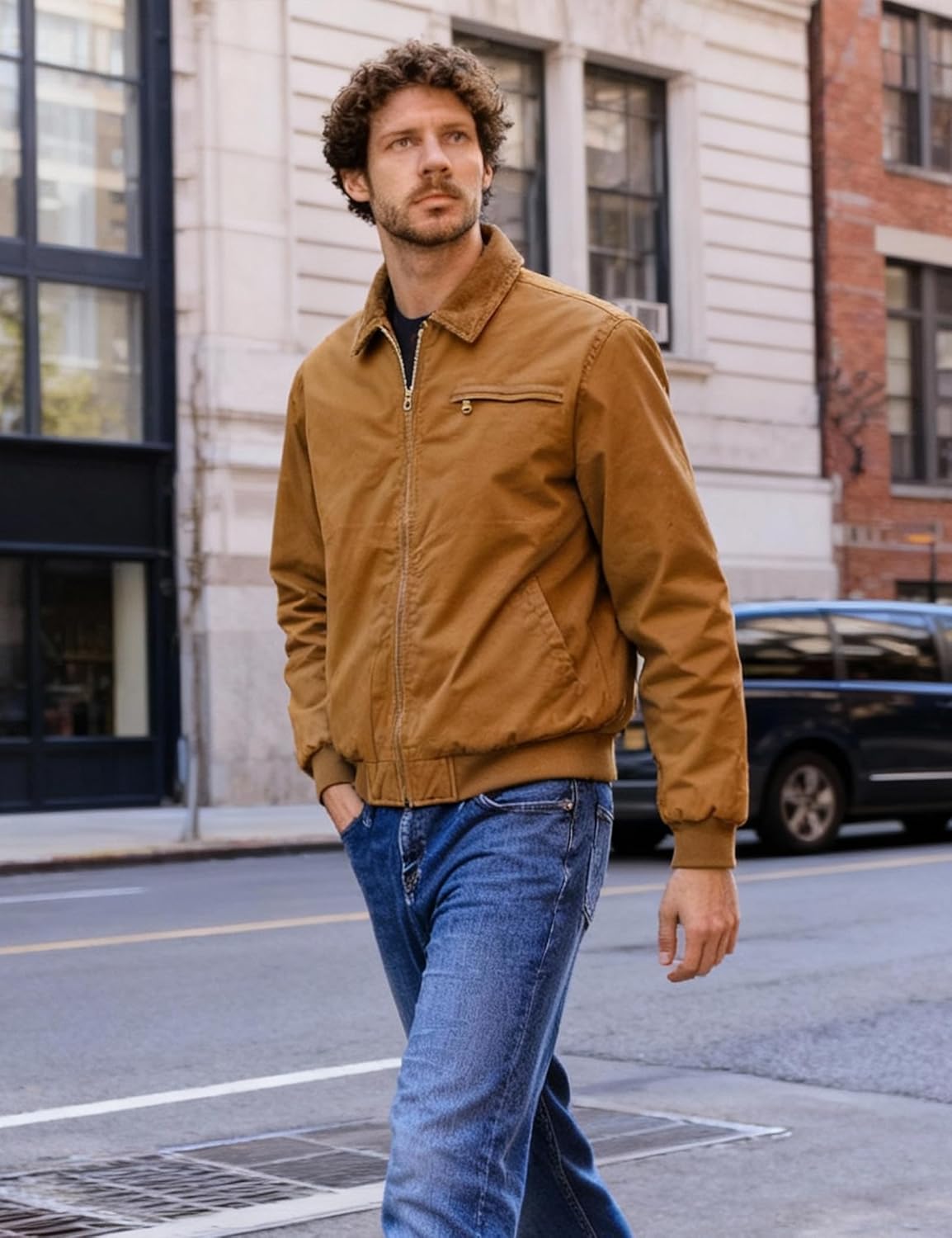 Men's Duck Detroit Jacket Sherpa Lined Waxed Cotton Winter Jackets Water Resistant Canvas Coat(BrownDuck-M) - Image 4