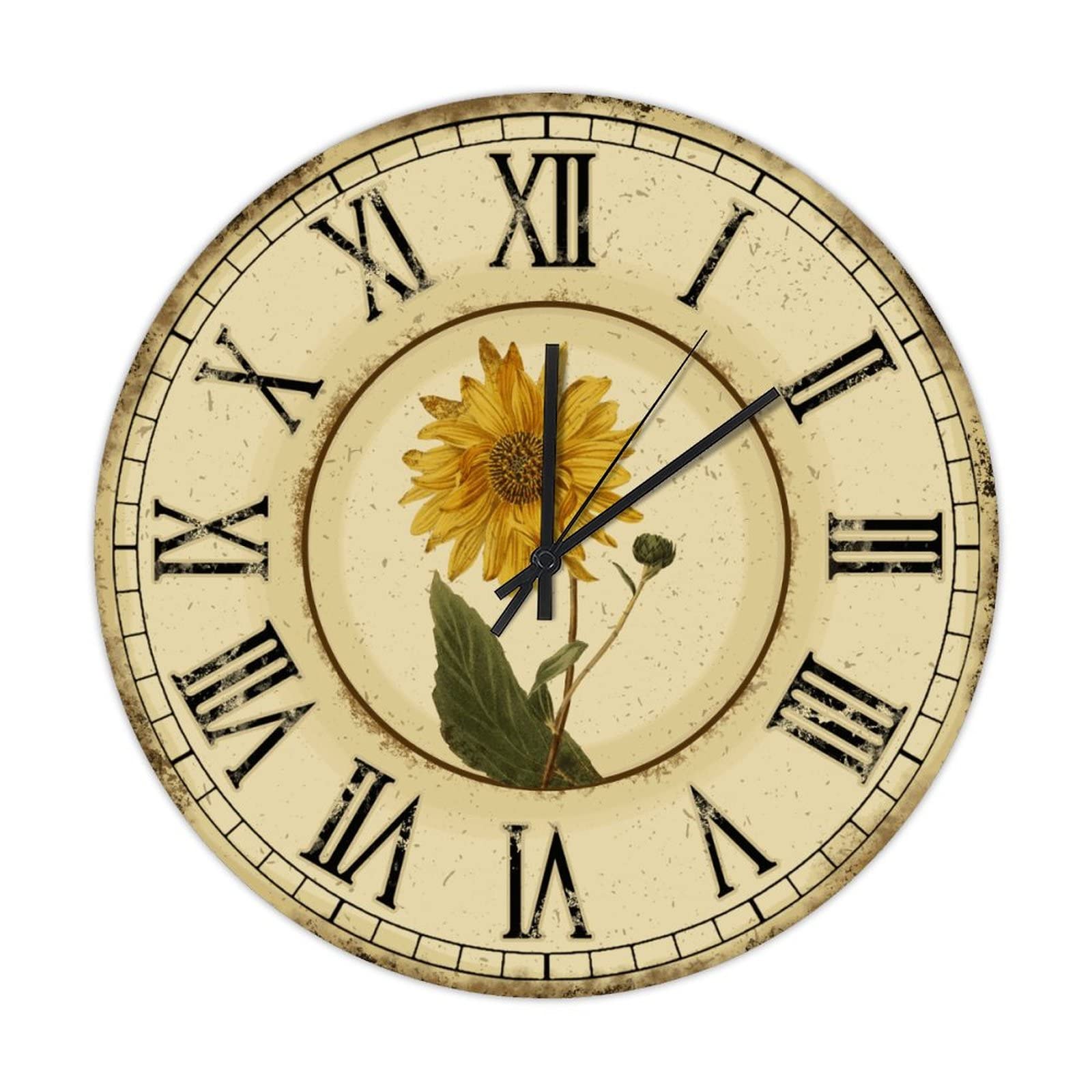 Horloge vintage fleurs et tournesols pour réveiller la douceur de votre foyer