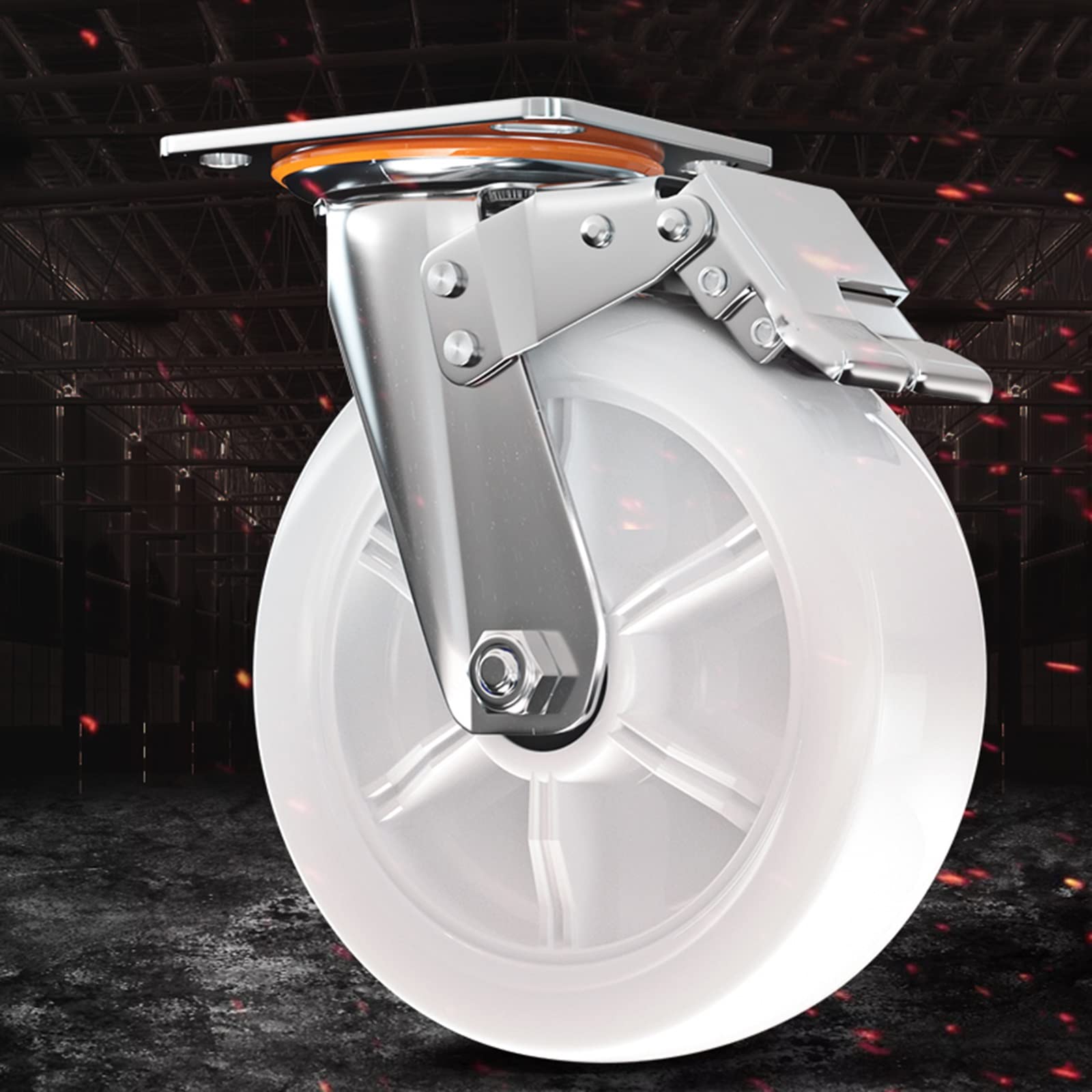 MRKU Carrello in Nylon per impieghi gravosi, Set da Quattro Pezzi, 2 Ruote direzionali, 2 Ruote con Freno Universale, Pressione anticaduta, Rinforzo e Ispessimento