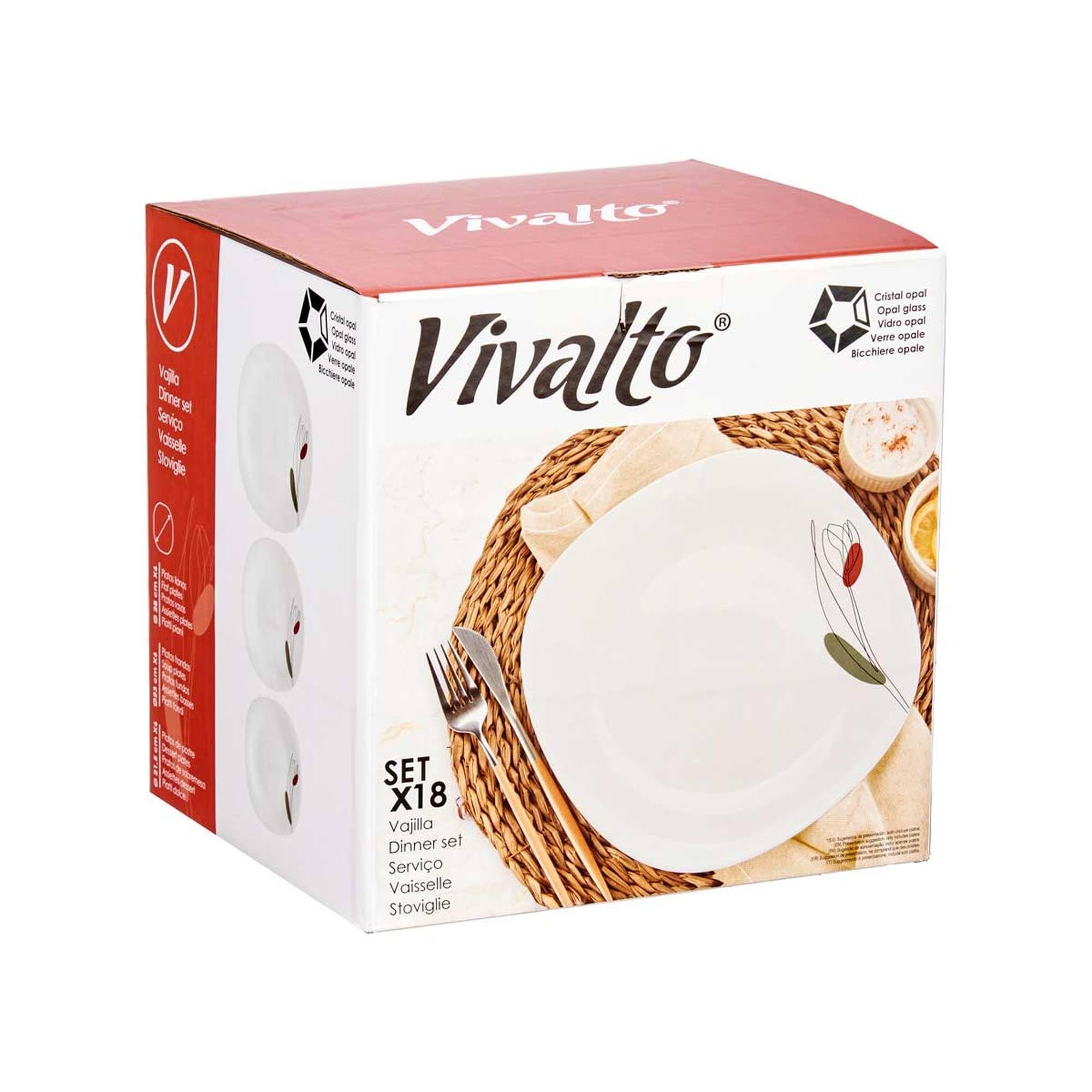 San Ignacio Vajilla 18pzs cuadrada tulipan opal colección VIVALTO