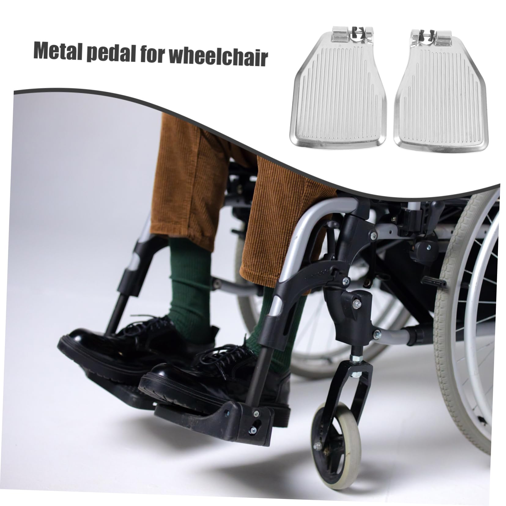 PACKOVE Reposapiés para Silla de Ruedas Aluminio Antideslizante Reforzado Ranura Accesorio Seguro para Pacientes y Personas Mayores Movilidad Diaria