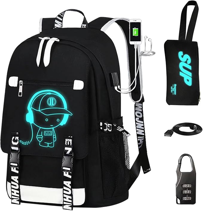 Luminous pattern travel laptop backpack - adjustable shoulder str…