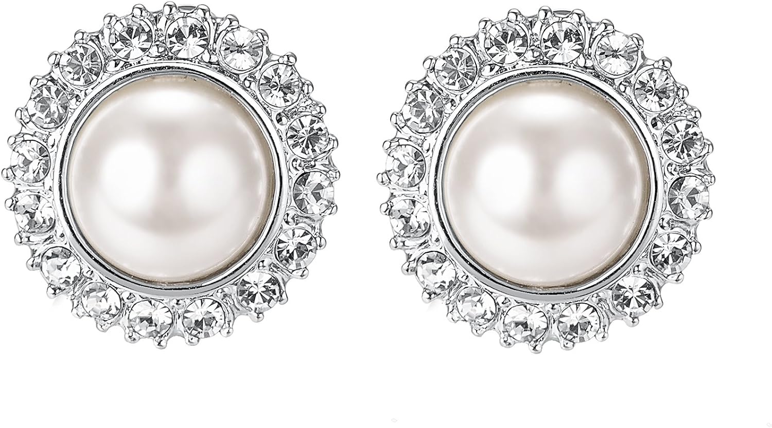 Miniatura 3 de Yoursfs Clip On Earrings for Womens Austrian Crystal Victorian Style 18K Gold Plated Wedding Faux Pearl Dangle Non Pierced Earrings