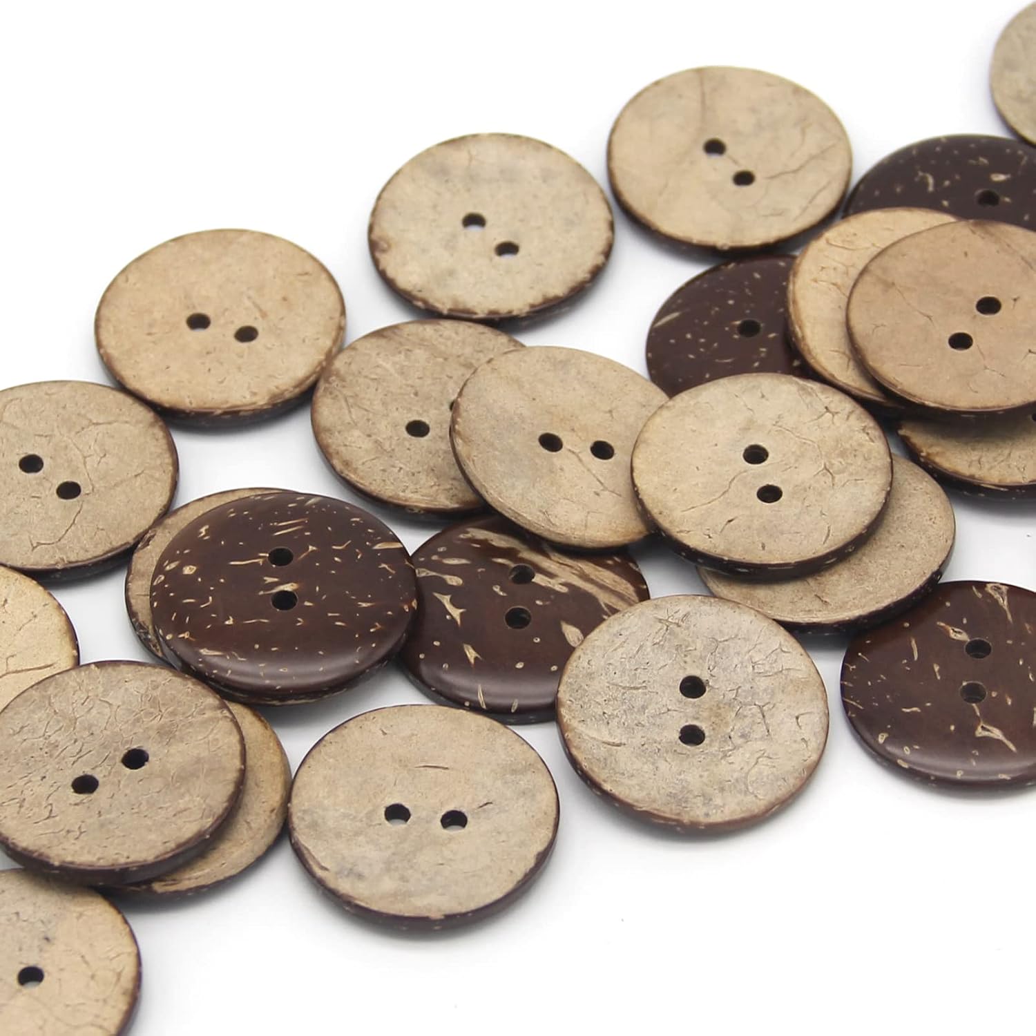50pcs 30mm(1.18inch) Brown Natural Coconut Shell Buttons, 2 Holes Wooden Buttons for Sewing, Children Handmade Scrapbooking, Baby Clothes, DIY Crafts, Large Decorations image 2