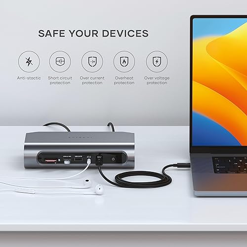 Miniatura 3 de Satechi Estación de acoplamiento Thunderbolt 4 USB C multipuerto, 16 puertos, carga PD de 96 W, hasta 4 pantallas 4K60Hz, datos USB C y PD, 6