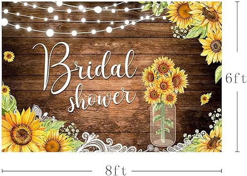 Miniatura 2 de MEHOFOND Telón de fondo de fotos de girasol de 8 x 6 pies, tablero de madera rústica, tira de luces retro de encaje para otoño, retrato de boda,