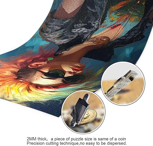 Miniatura 3 de Rompecabezas Cool Rock Girl de 500 piezas para adultos, rompecabezas educativos de aprendizaje, juguetes familiares difíciles y desafiantes con