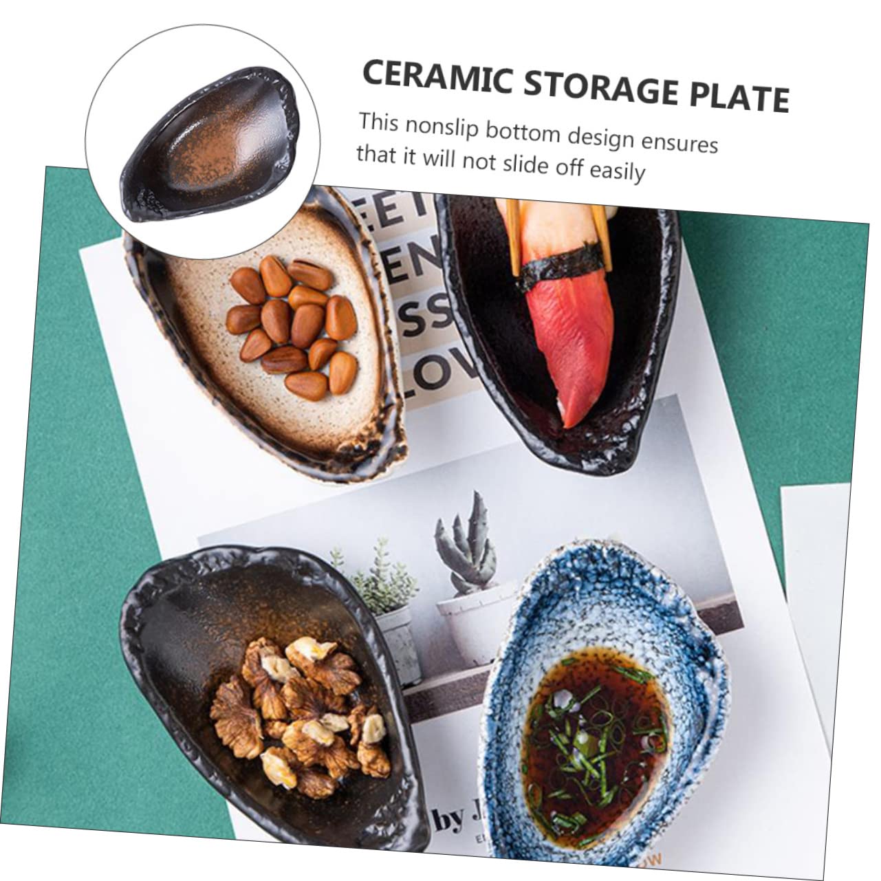 NOLITOY Ceramic Sauce Bowl Nonslip Dipping Bowl for Seasoning Dishes Desserts Fruit