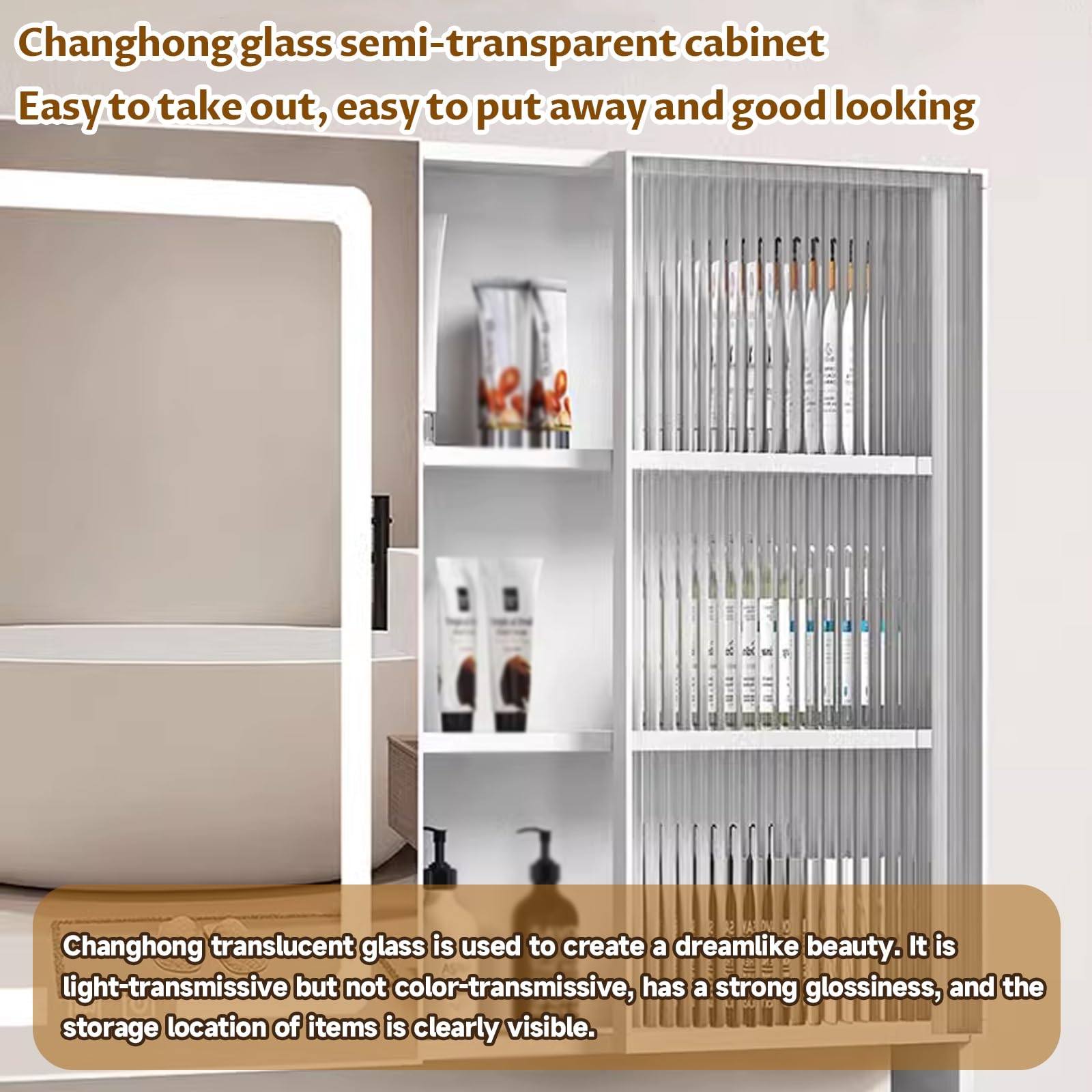 Espejo de Medicina, Espejo Armario baño, Armario con Espejo e iluminación,Durable/no se deforma fácilmente/Resistente y Duradero/Hermoso y Elegante(Gray,70cm/27.5in)