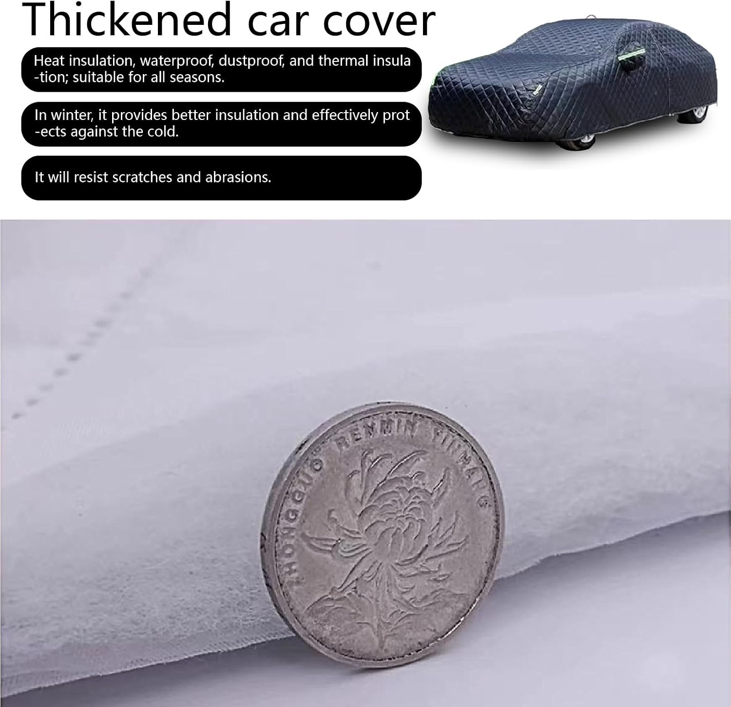 Hail Protector Car Cover Custom Fit for Jeep Wrangler TJ 2-Door Models 1997-2006，Anti-Hail Car Cover Thickened Cotton Outdoor All Weather Protection+Zipper Door