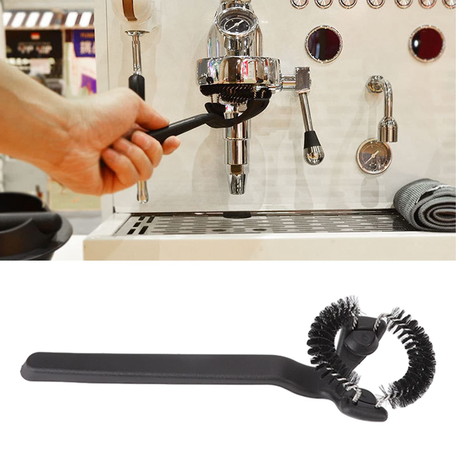 Spazzola Puliscitesta Per Macchina Caffè Espresso 51/58 Mm – Setole In Silicone Con Deflettore, Manutenzione Senza Sforzo