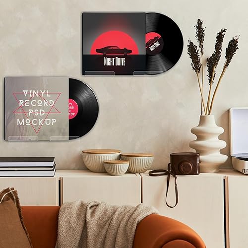Miniatura 3 de COXWANG Soporte de pared para discos de vinilo acrílico, estantes de exhibición de revistas, soporte de pared para almacenamiento de libros, para