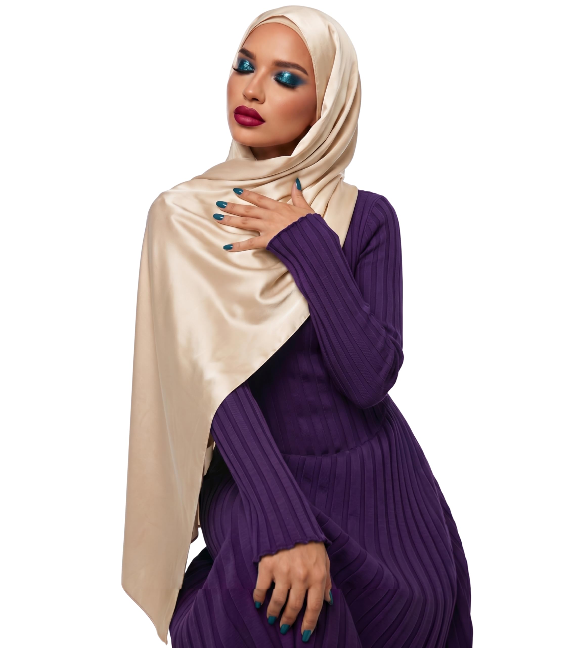 Satin Scarf - Ladies Scarves, Shawls & Wraps - Satin Hijab - Nude