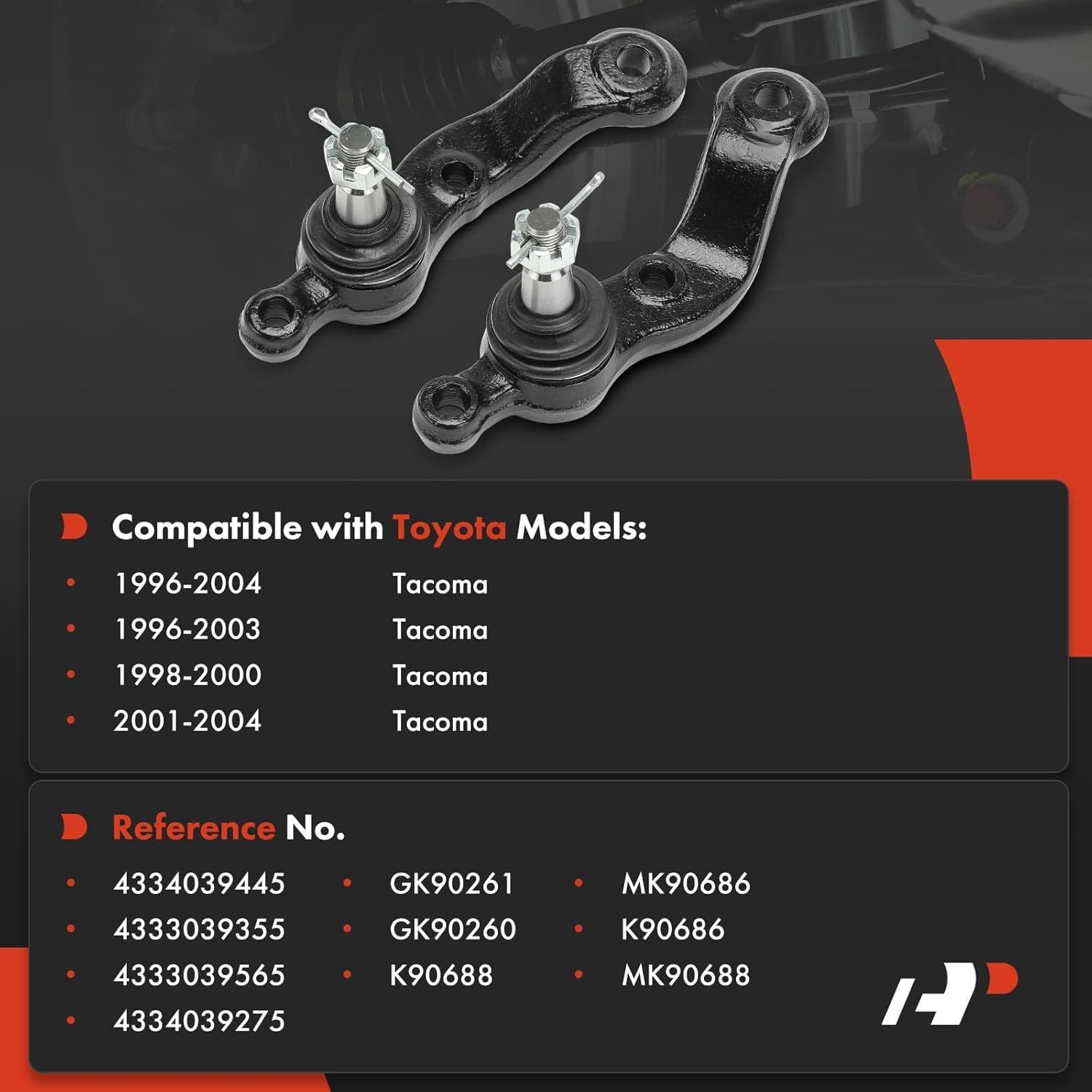 A-Premium 2 x Front Lower Ball Joint, Compatible with Toyota Tacoma 1996-2004, RWD
