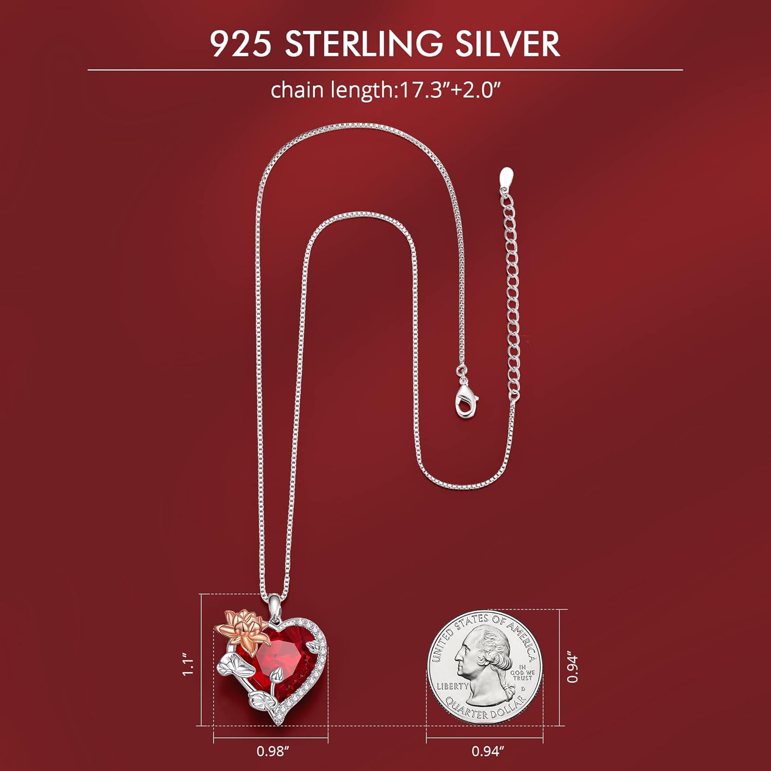 Birthstone Necklace for Women, 925 Sterling Silver Mother Necklaces with Infinity Love Heart Crystal Pendant, Anniversary Birthday Christmas Jewelry Gifts for Mom from Daughter - Image 2