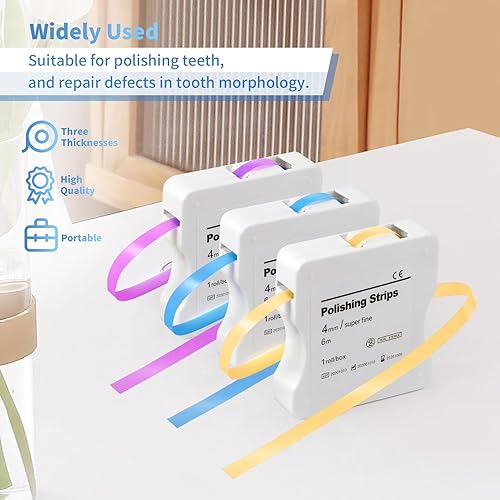 Miniatura 5 de Tiras de pulido dental, tiras abrasivas y de acabado de dientes de 0.157 in x 19.7 ft, herramienta de limpieza de cuidado bucal interdental - lijado