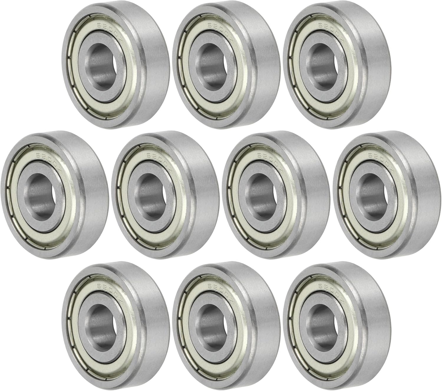 ACROPIX 6200z Deep Groove Ball Bearings P6 10x30x9mm Lubricated Bearings Metal Seal Silver Tone Scooter Skateboard Wheel - Pack of 10