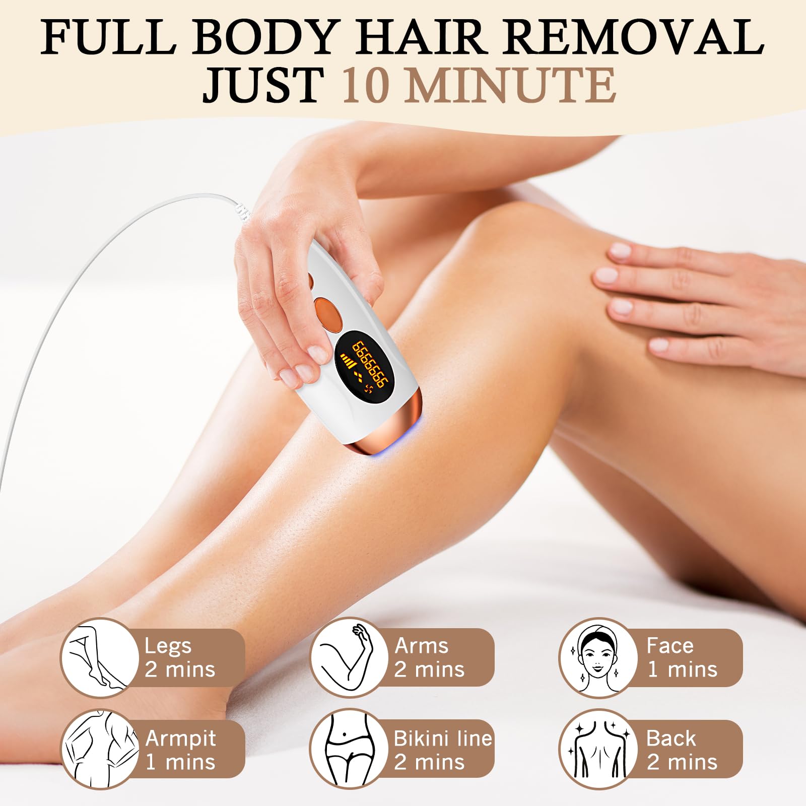 Depiladora Láser IPL con Función de Enfriamiento, 999.999 Flashes, 5 Niveles de Energía y 2 Modos, Depilación Luz Pulsada Indolora para Mujeres y Hombres, Cara, Cuerpo, Axilas, Bikini