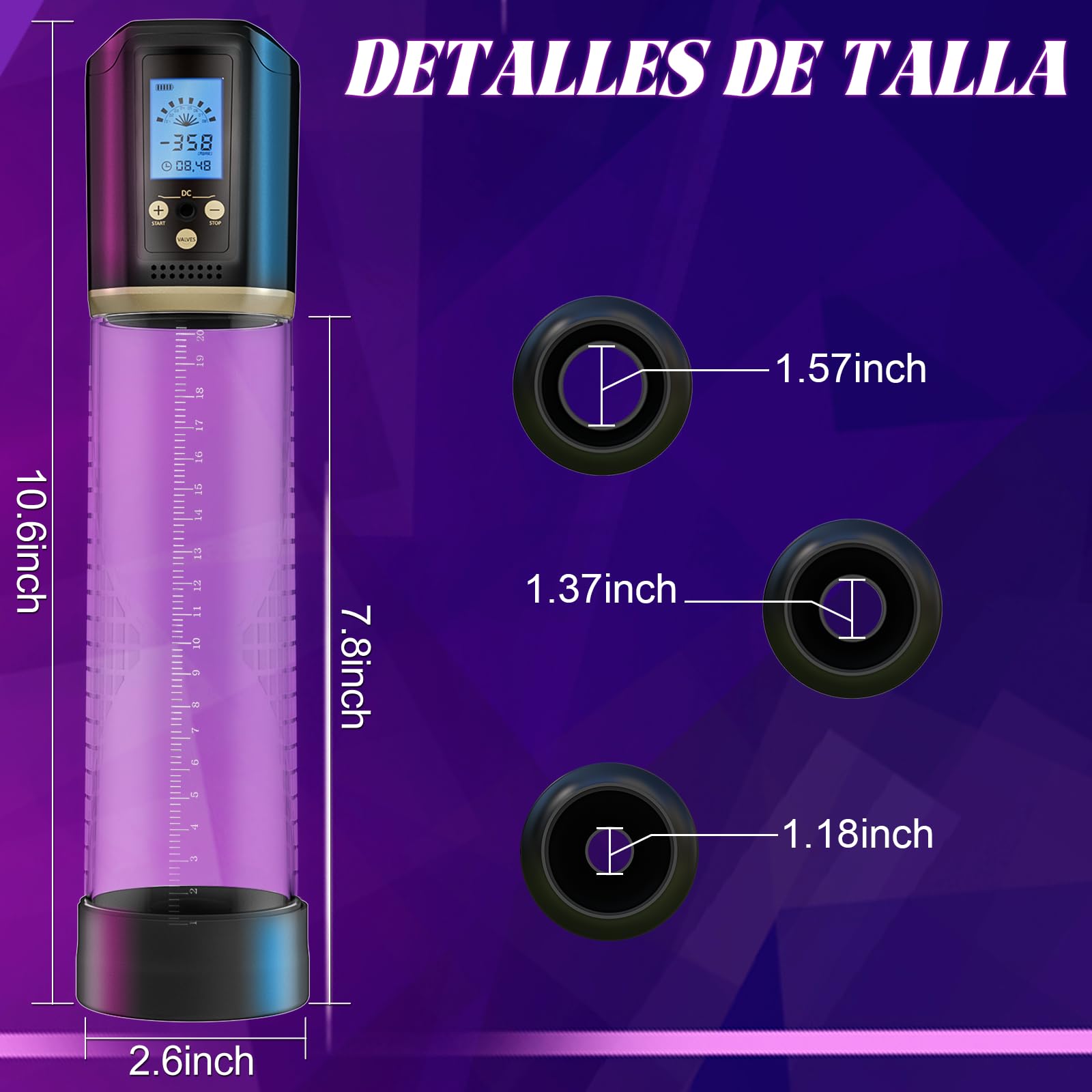 Bomba de Pene Masculino Juguete Sexual Hombre - Bomba de Vacío Eléctrica para Pene con Vagina de Bolsillo 8 Modos de Succión, Masturbador de Erección con 3 Anillos de Silicona