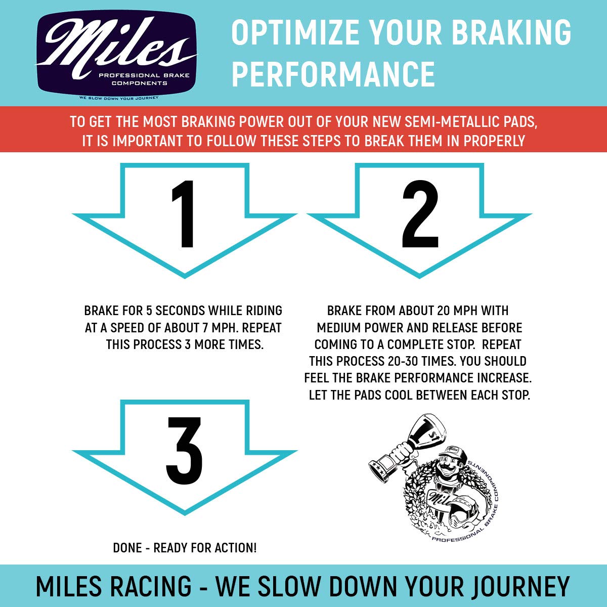 Pastillas De Freno Para Bicicleta Miles Racing MI-MET-17 - Semimetálicas, Alto Rendimiento