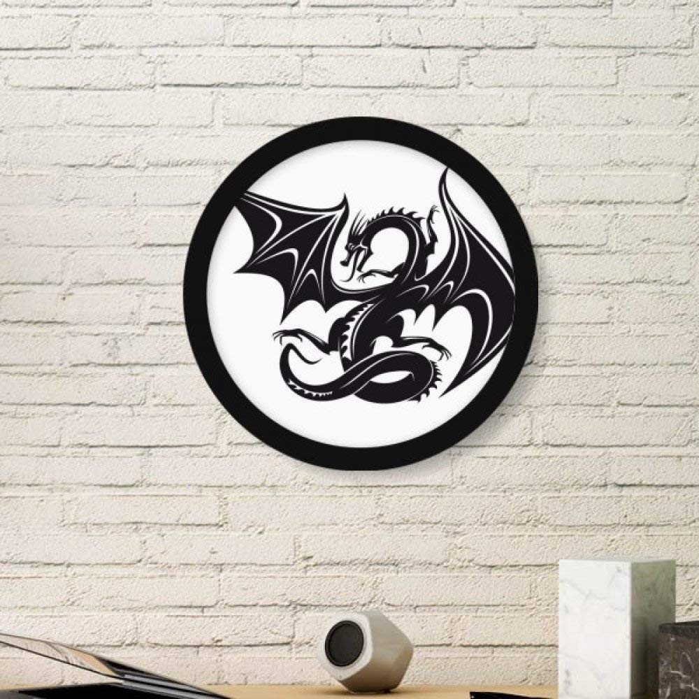 Illustration de dragon noir en cadre rond pour créer une ambiance zen dans votre salon