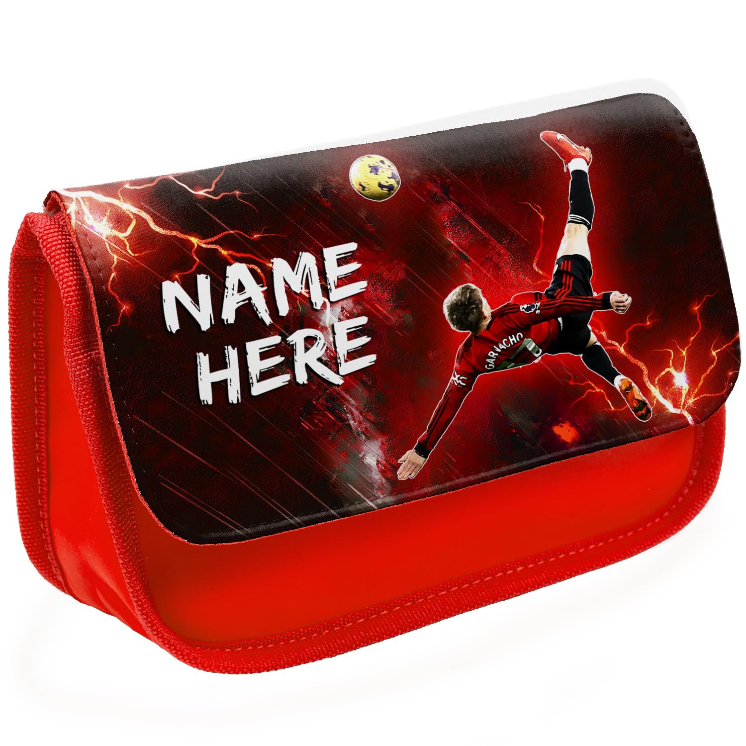 KRAFTYGIFTS Personalised Garnacho Pencil Case Football Legend Manchester School Pen Bag Footballer Boys Stationary Gift NLP50